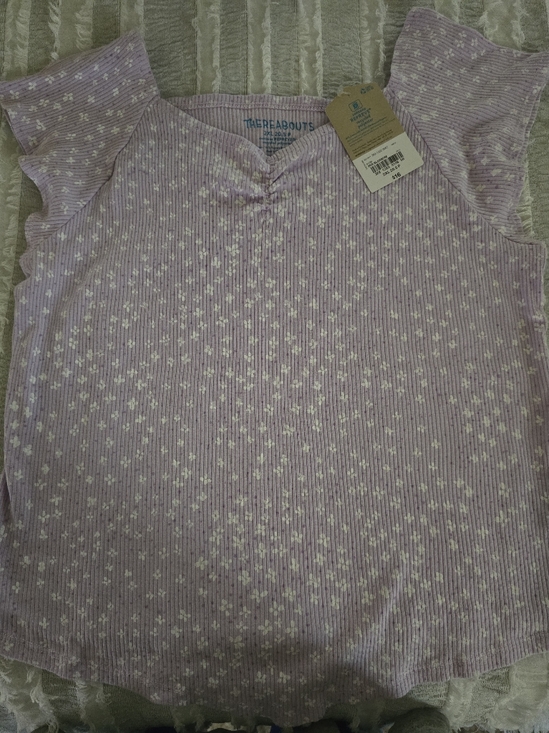 Tops - Lilac Floral Ribbed Tank Top